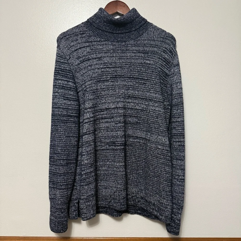 J. Crew Mercantile Space Dyed Turtleneck Sweater Womens Size XL Navy Blue Ribbed